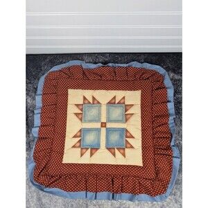 Vtg Hand Quilted 12" Geometric Pillow Case Cottagecore Grannycore ShabbyChic